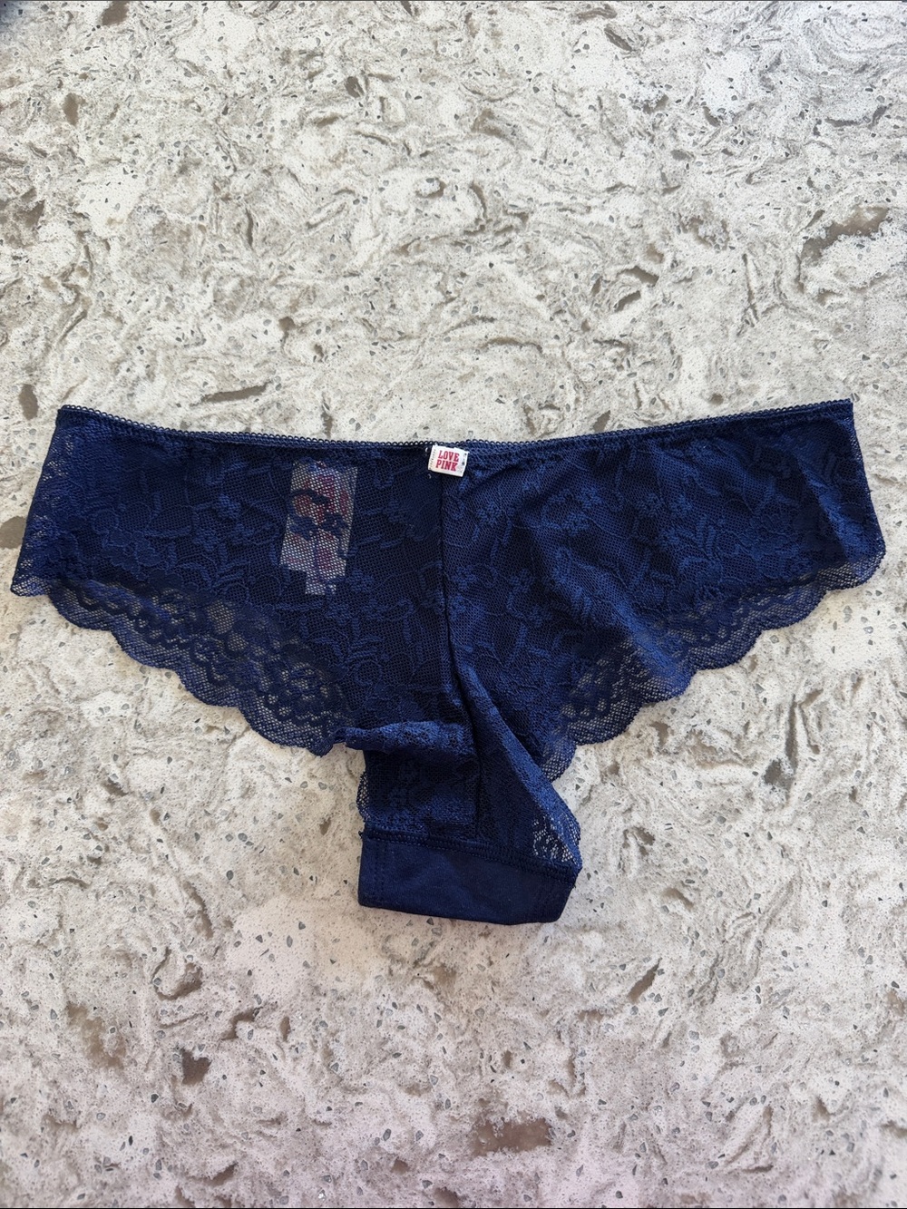 NWT PINK Victoria's Secret Navy Lace Cheeky Panty